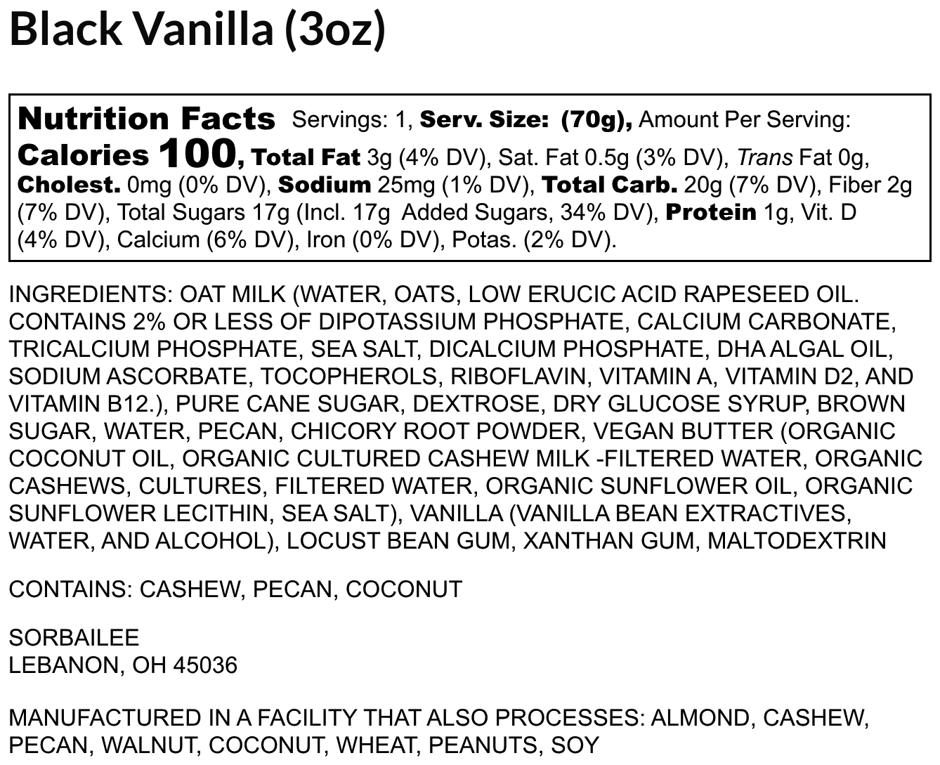 Black Vanilla - Sorbailee - Taxley